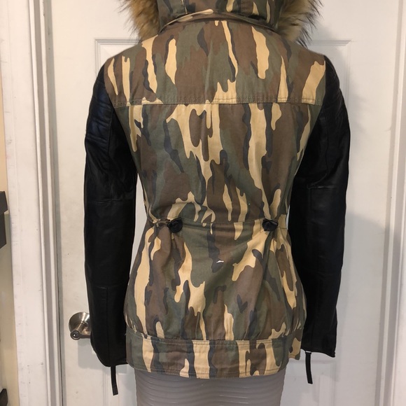 NWT Rockstar & Angels Removable fur hoodie jacket camouflage army - Picture 5 of 16